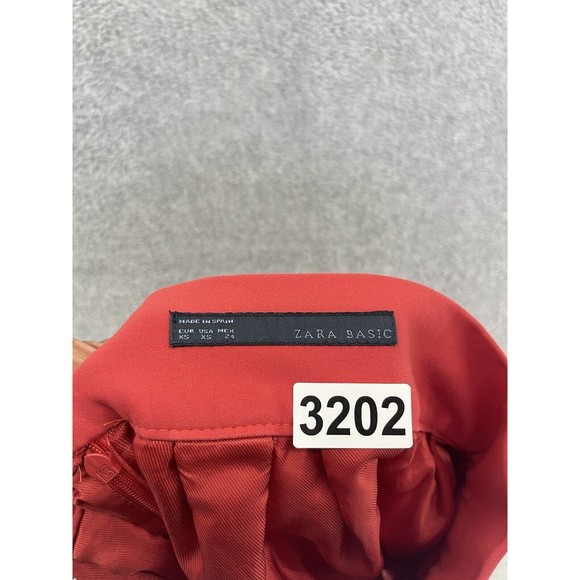 Zara Basic Women's Skirt Tulip A Line Solid Coral Size XS Acetate - Picture 4 of 8